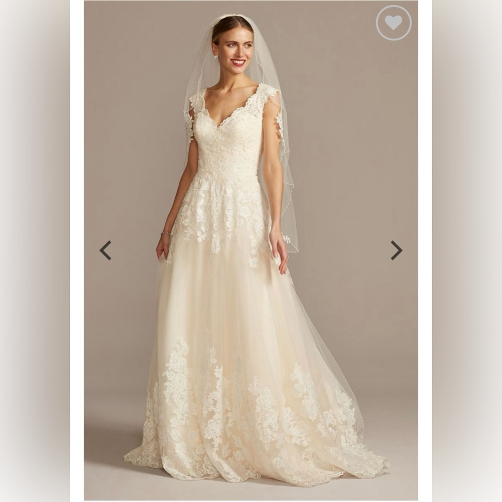 David's Bridal Ivory Lace A-Line Wedding Dress